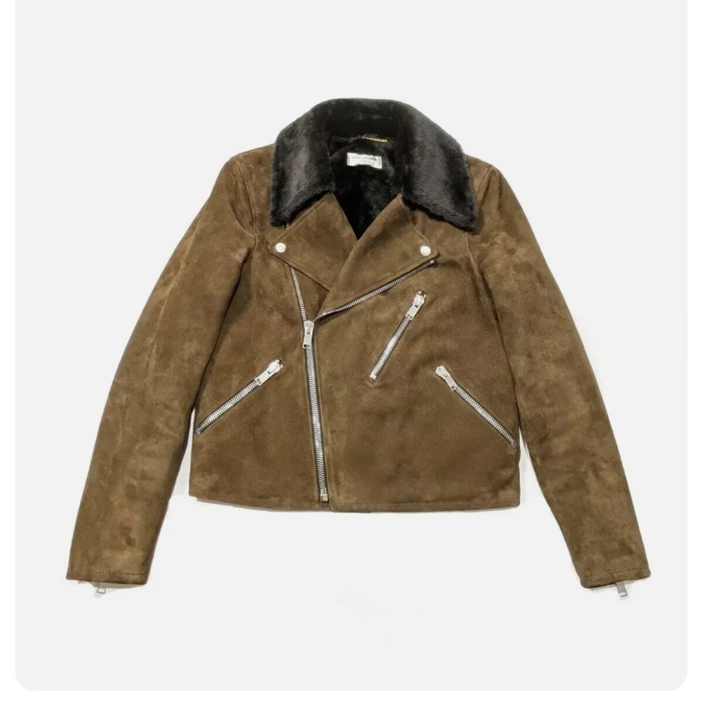 Saint Laurent X Hedi Slimane 2015 Womens Leather Shearling Biker Jacket - Picture 3 of 6